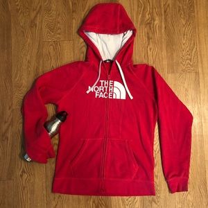 ❄️ WOW! NORTH FACE ZIP HOODIE PINK/RED USED LARGE